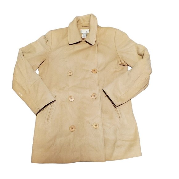 Vintage LL BEAN Peacoat Womens 6 Tan Brown Winter‎ Coat Jacket VTG - Picture 1 of 8
